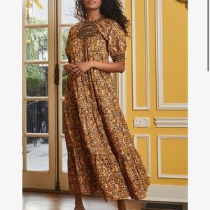 Saylor Large Kirstin Leopard Print Tiered Cotton Maxi Dress Boho